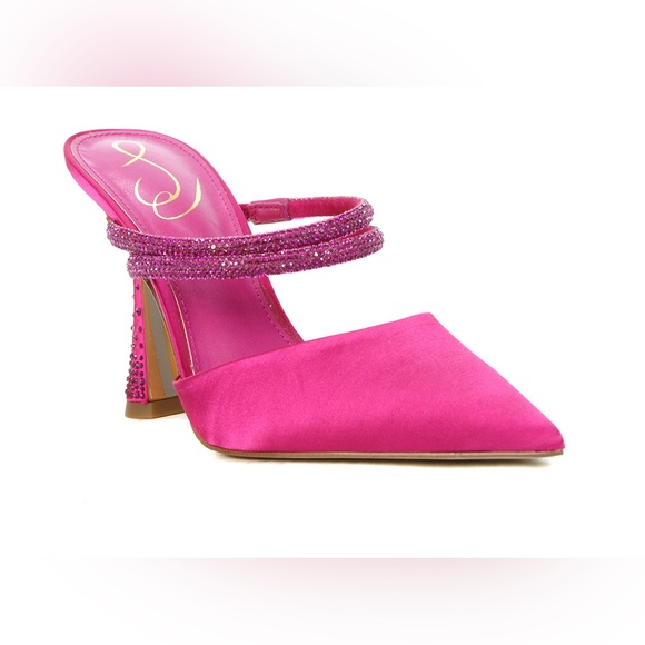 NEW Heels Agustina Bold Fuschia Suede Mule Pumps - Picture 1 of 13